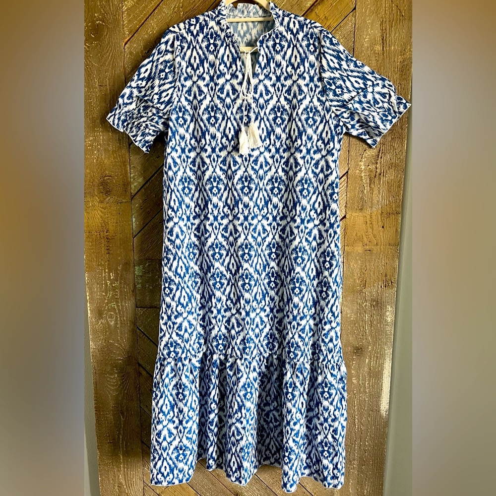 Blue and White Ikat Dress - New